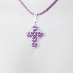 Pendant 40cm - Noga-Mauve Suedine - Pendant 40cm - Laiton argenté